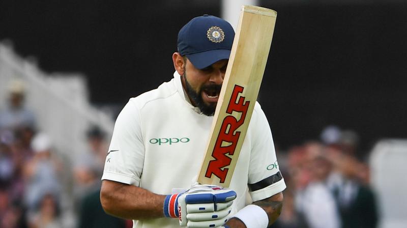 India captain Virat Kohli fell three runs short of a hundred but had the satisfaction of leading a batting revival on the first day of the third Test against England at Trent Bridge on Saturday. (Photo: AFP)