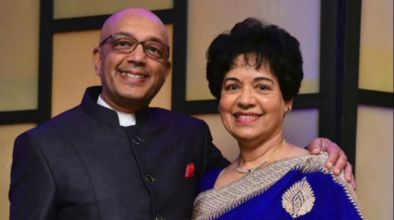 Marie and Vijay Goradia received the Roy M Huffington Award here recently. (Photo: Twitter)