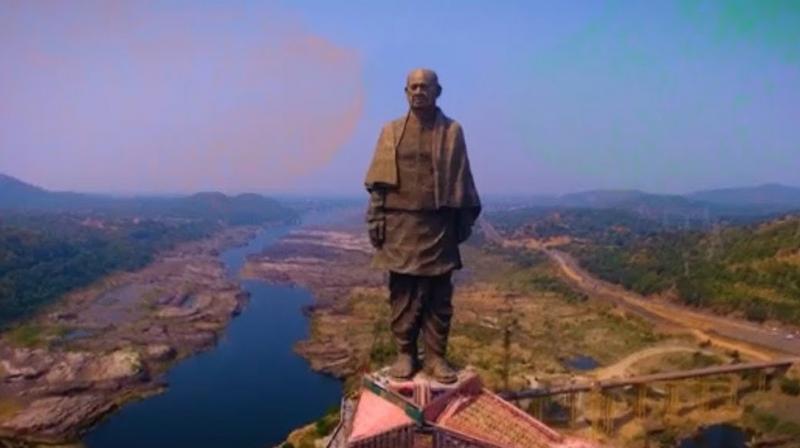 PM Modi dedicated the 597 feet or 182-metre statue of Sardar Vallabhbhai Patel to the nation on his 143rd birth anniversary in Gujarats Narmada district. (Photo: Twitter | @narendramodi)