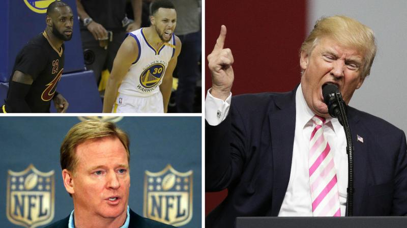 President Donald Trump denounced protests by NFL players and rescinded a White House invitation for NBA champion Stephen Curry in a two-day rant that targeted top professional athletes and brought swift condemnation Saturday from league executives and star players alike. (Photo: AP)