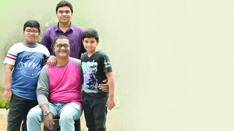 Preetam Venglet with his children.