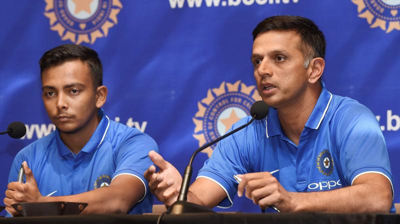 Rahul Dravid, coach of the Indian U-19 team heaped praise on the BCCI selectors for their vision of trusting young players.(Photo: PTI)