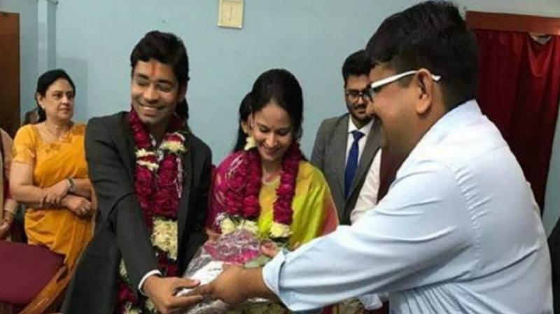 Dr Saloni Sidana and Ashish Vashishta had a simple civil marriage and paid a court fee of Rs 500 at the office of Bhind additional district magistrate. (Photo: Facebook)