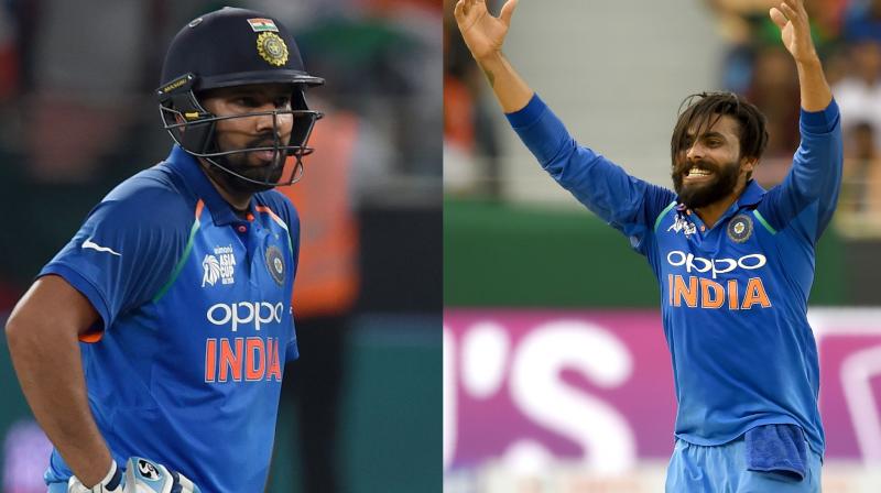 Spinner Ravindra Jadeja, who made a comeback to Indias team, took four wickets and skipper Rohit Sharma smashed a successive half century to help India rout Bangladesh by seven wickets in Asia Cup match in Dubai on Friday. (Photo: AFP)