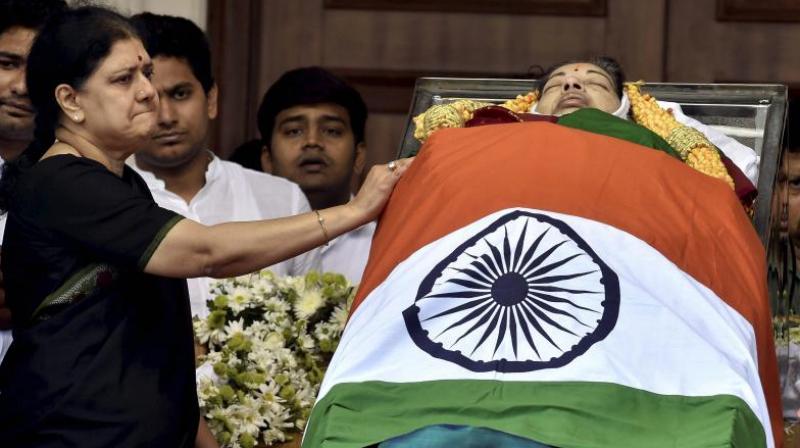 Jayalalithaa passed away on December 5 after suffering a cardiac arrest and was buried with full state honours near the MGR Memorial in Chennai on December 6. (Photo: PTI)