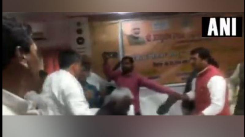Tripathi hit Baghel with his footwear to which the MLA also retaliated by slapping the MP. (Photo: ANI)