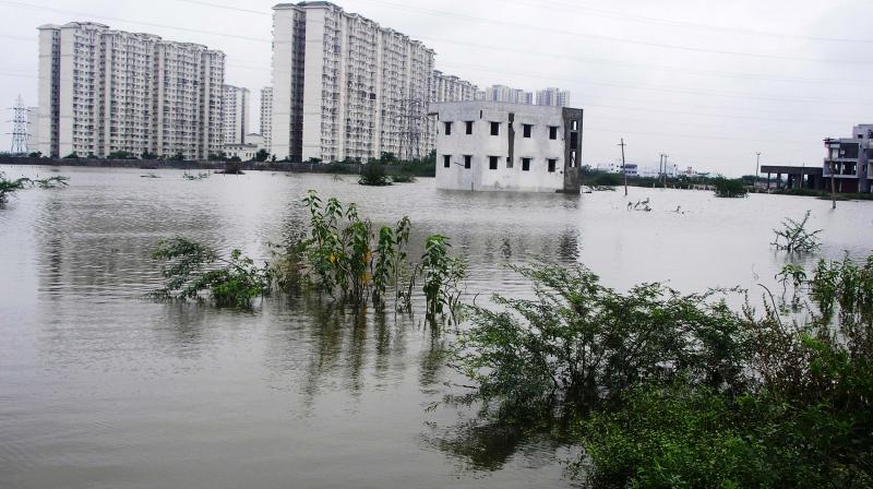 Buildings in Perumbakkam and Navalur areas got flooded after just one-and-a-half days of heavy downpour in November 2017. (Photo:DC)
