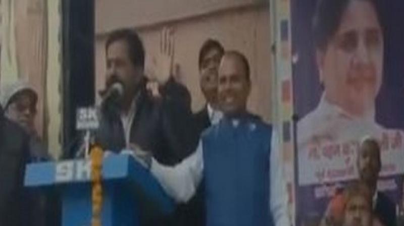 The BSP MLA was in Moradabad to attend an event organised to celebrate the birthday of BSP supremo Mayawati on Tuesday. (Photo: ANI)