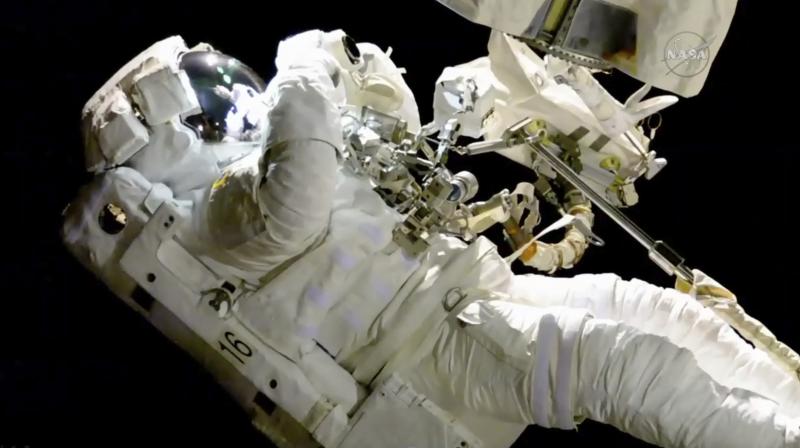 During a six hour, 49 minute spacewalk, NASAs Joe Acaba and Randy Bresnik put the finishing touches on repairs to the Canadian-made 57-foot (17-metre) long arm, called Canadarm 2.