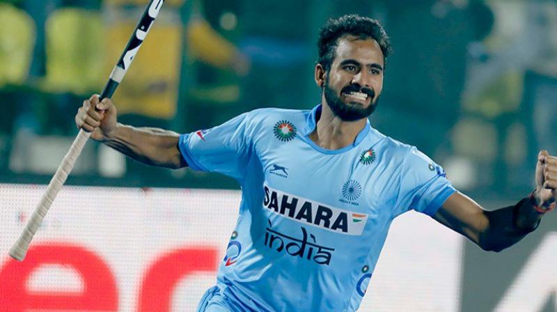 Gurjant Singh saved the day with a last minute equaliser as India eked out a fighting 1-1 draw against Korea in their first Super 4 stage match of the 10th mens Asia Cup hockey tournament here today.(Photo: Twitter)