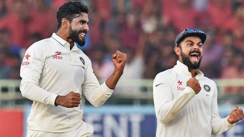 Ravindra Jadeja rounded off a Man of the Match performance in Mohali, scoring 90 in the first innings and taking a total of four wickets during the game. (Photo: PTI)