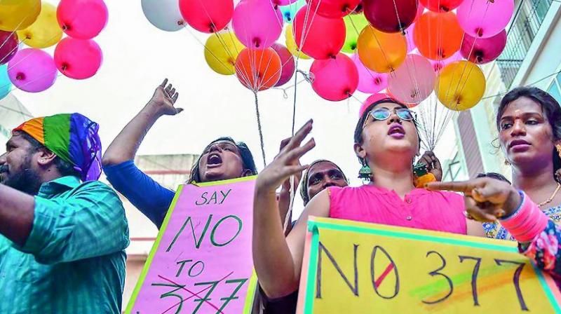 A file photo of people demanding to end section 377.