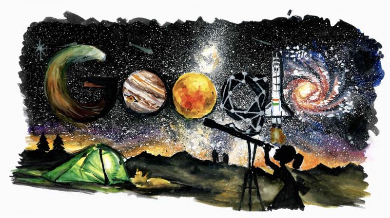 Pingla Rahul won among the five very talented age group finalists with her Doodle \Galaxy, Space Exploration .