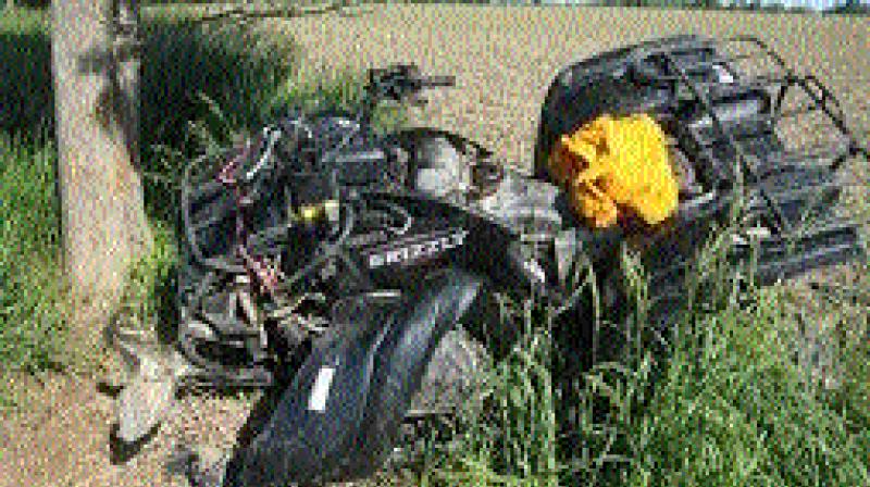 A joy ride on a moped by three girls of intermediate course claimed the life of one while the remaining two suffered grievous injuries at Gokavaram in East Godavari on Saturday.