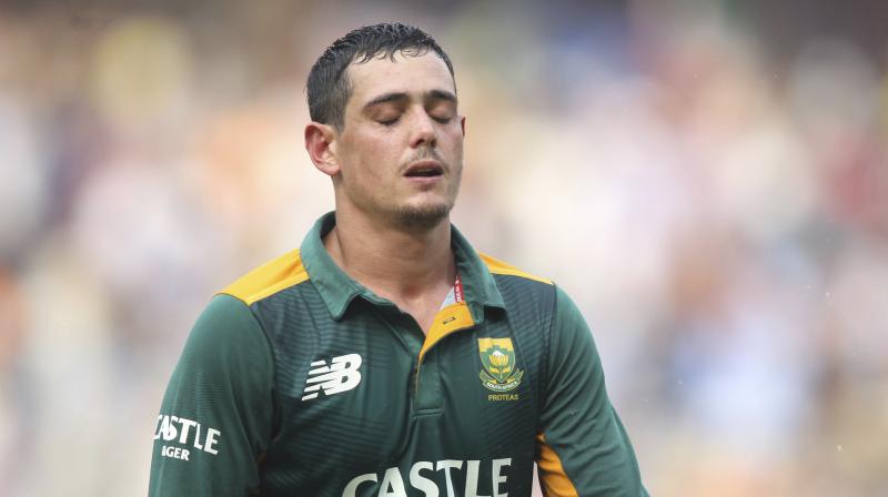 Quinton de Kock suffered a left wrist injury whilst batting during the second ODI at Centurion on Sunday and needs two to four weeks to make a full recovery. (Photo: AP)