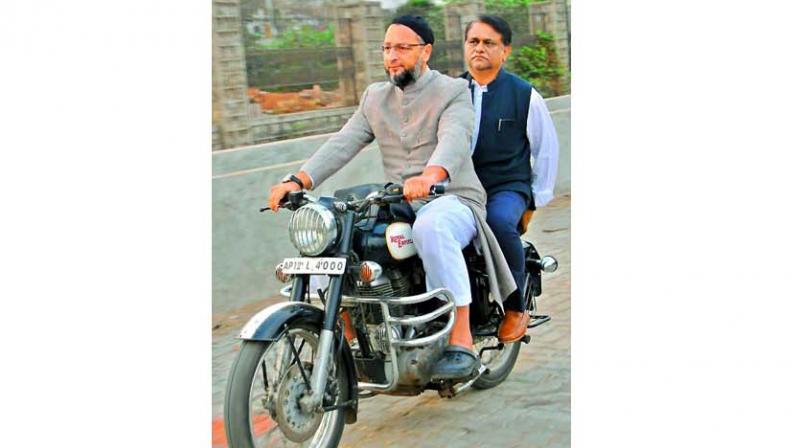 Principal secretary for municipal administration and urban development Arvind Kumar posted on Twitter a picture of him riding pillion with MIM chief Asaduddin Owaisi during an inspection on Friday. Mr Arvind Kumar captioned it as the best picture of the day. However, the Twitteratti were quick to point out that Mr Owaisi was riding the motorcycle without wearing a helmet. The traffic cops are trying to find out the exact time and location to issue a challan, said official sources.