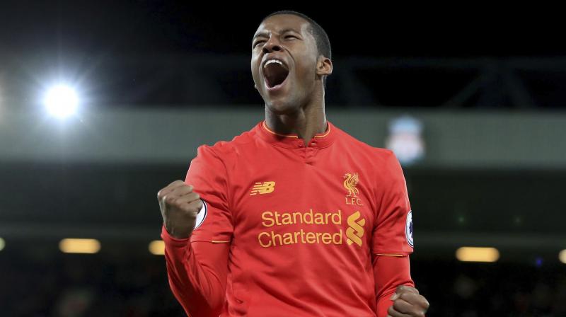 Georginio Wijnaldum added Liverpools third goal in stoppage-time to cap a wretched evening for the Gunners. (Photo: AP)