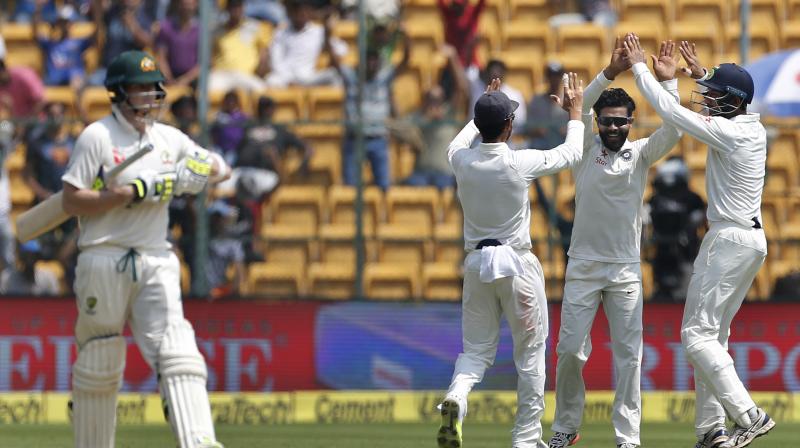 Ravindra Jadeja took the crucial wicket of Steve Smith. (Photo: AP)