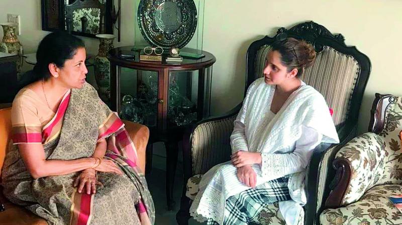 Defence minister Nirmala Sitharaman meets tennis star Sania Mirza on Saturday as part of the BJPs recently-launched initiative Sampark for Samarthan.