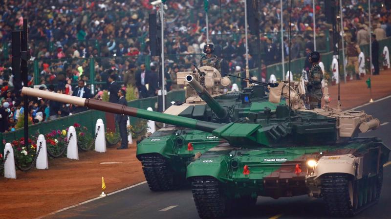 Army tanks roll down Rajpath, the ceremonial boulevard, during Republic Day parade in New Delhi. (Photo: AP)