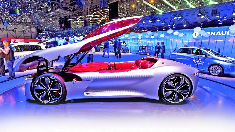 Renault Trezor Concept car displayed at the 87th Geneva International Motor Show. The two-seater electric car is expected to become a commercial product by 2020. (Photo: AP)