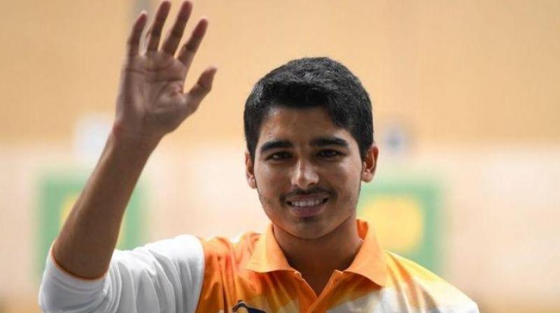 The 16-year-old Saurabh Chaudhary, an Asian Games and Junior ISSF World Championship gold medallist, claimed the gold medal in the 10m air pistol event at the Youth Olympic Games. (Photo: AFP)