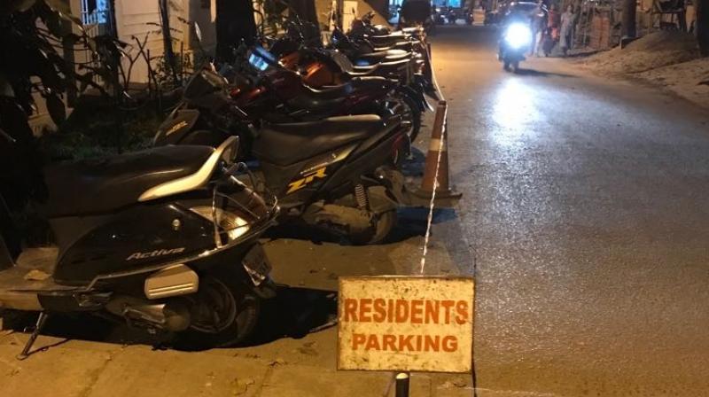 An illegal  parking lot in Bengaluru
