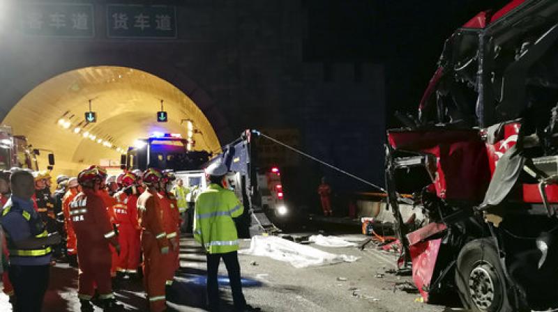 The coach crashed in Shaanxi province on Thursday night after departing from Chengdu in southwest Sichuan province en route to the central city of Luoyang. (Photo: AP)