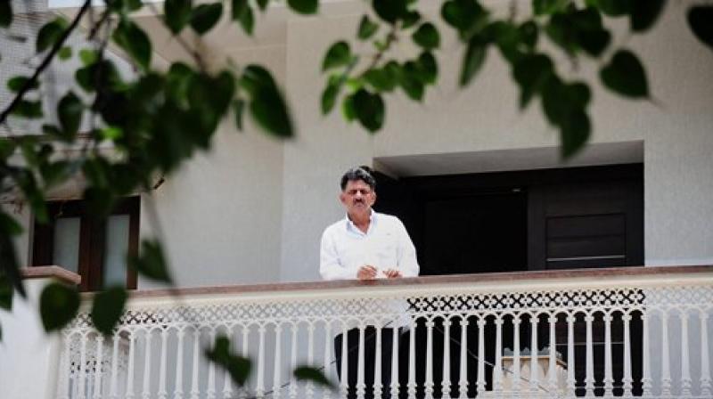 Karnataka Energy minister D K Shivakumar at his residence in Bengaluru on Wednesday.(Photo: PTI)