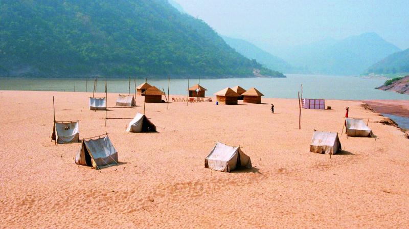 Tourist huts at the Papi Hills which will be submerged in Polavaram backwaters.