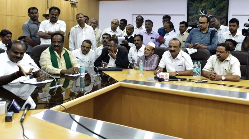 Chief Minister H.D. Kumaraswamy holds a meeting with a delegation from North Karnataka in Bengaluru 	 DC