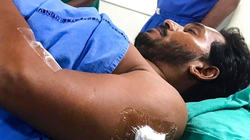Jaganmohan Reddy suffered minor injuries on Thursday after being stabbed at the Visakhapatnam airport by an employee. The attacker, J Sriniwas Rao, 30, claimed to be his big fan. (Photo: PTI)