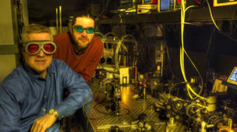 Mike Krainak (left) and Diego Janches recently won NASA follow-on funding to advance a spaceborne sodium lidar needed to probe Earths poorly understood mesosphere. Credits: NASA/W. Hrybyk