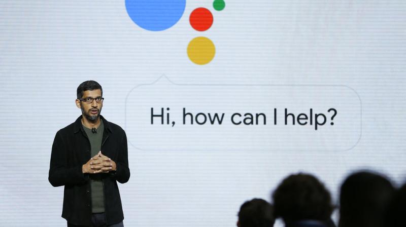 Google CEO Sundar Pichai talks about Google Assistant during a product event in San Francisco. Google is likely to again put artificial intelligence in the spotlight at its annual developers conference. (Photo:AP)