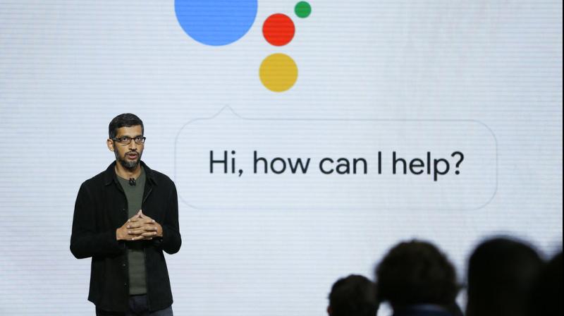 Google CEO Sundar Pichai talks about Google Assistant during a product event in San Francisco. Google is likely to again put artificial intelligence in the spotlight at its annual developers conference. (Photo:AP)