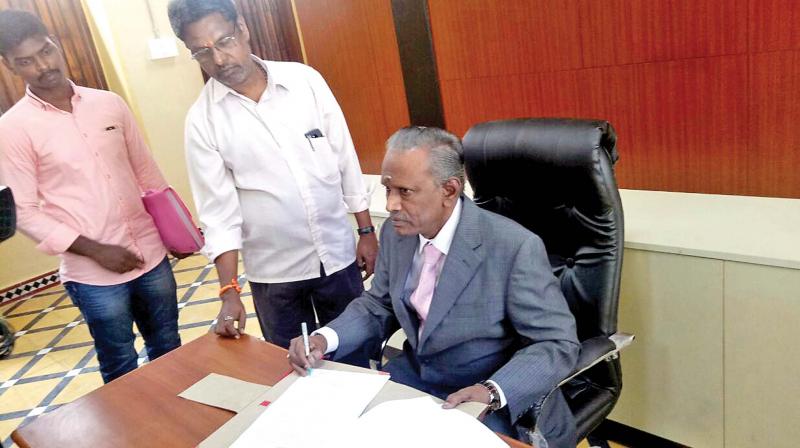 Former Justice Arumugaswamy assumes office in Chennai on Friday. (Photo: DC)