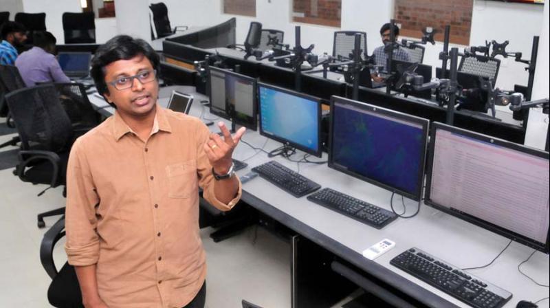 KSDMA member-secretary Sekhar Lukose Kuriakose at the control room of the newly-inaugurated state disaster management authority headquarters in Thiruvanthapuram on Wednesday.         (Photot: A.V.MUZAFAR )