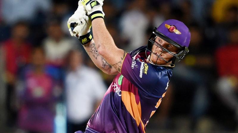 Ben Stokes of the Rising Pune Supergiant plays a shot during the match against Gujarat Lions on Monday.	 (Photo: AP)