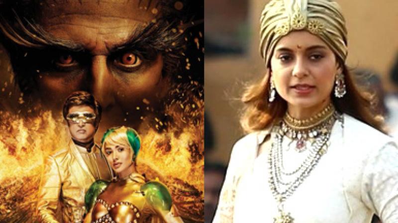 Stills from 2.0 and Manikarnika.