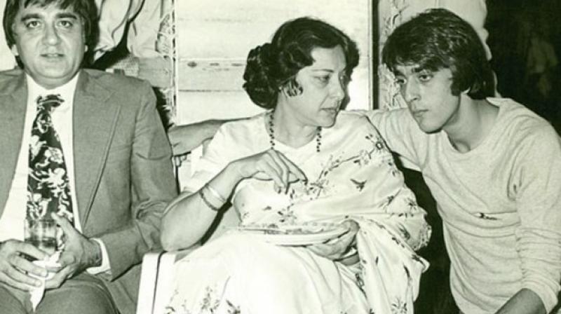 Sanjay Dutt with his parents, Sunil and Nargis Dutt.