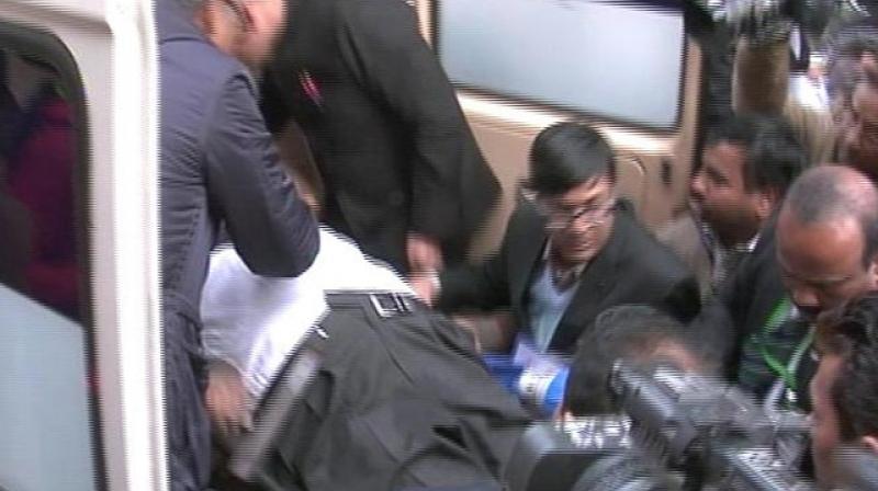Lok Sabha member and former union Minister E Ahamed being taken to hospital. (Photo: video grab)
