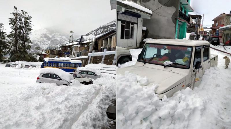 Over 500 people remain stuck in other areas in Lahaul and Spiti district, officials said Tuesday. (Photo: Twitter | ANI)