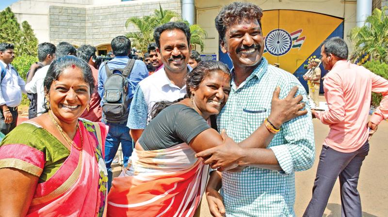 A family welcomes one of the life convicts, who was released on Wednesday from Puzhal Central prison. (Photo: DC)