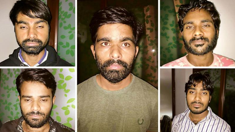 The five main accused in the Bharathi Nagar Jain temple robbery case.
