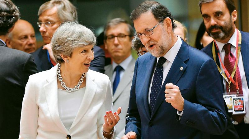 British PM Theresa May  with her Spanish counterpart Mariano Rajoy at the European Union headquarters in Brussels (Photo: AFP)
