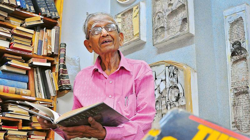 K.K.S Murthy, owner, Select Book Shop, at his store on Brigade Road  (Photo: Satish B.)