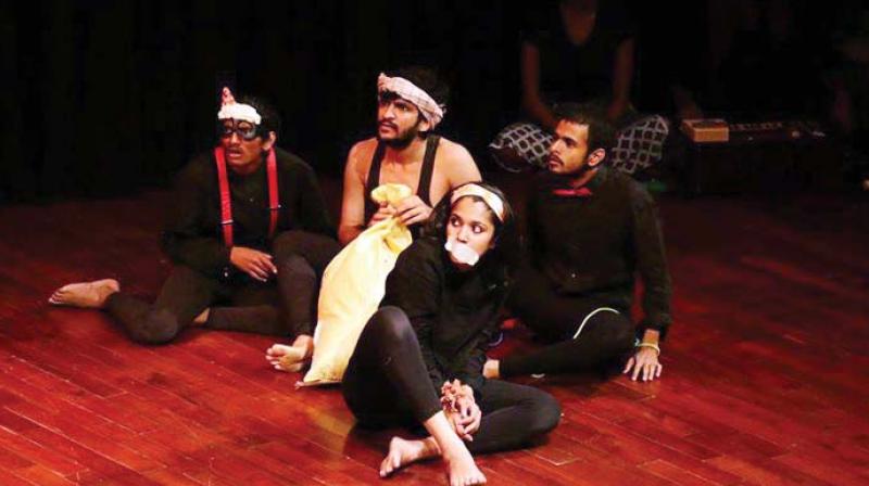 Artistes performing at the Jagriti Theatre