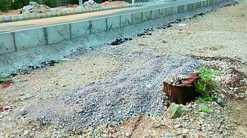Road laid by Aparna Builders for their project site on the Masjid Banda road near Gachibowli. (Photo: DC)