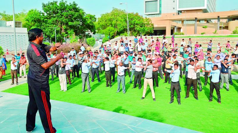 CDK Global India, Madhapur, conducts various fitness and health activities for its employees. (Photo: DC)