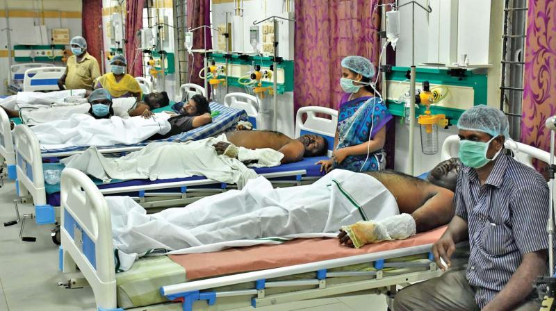 Victims of cylinder blast accident are getting treatment at the Government Stanley Hospital in Chennai on Sunday (Photo: DC)